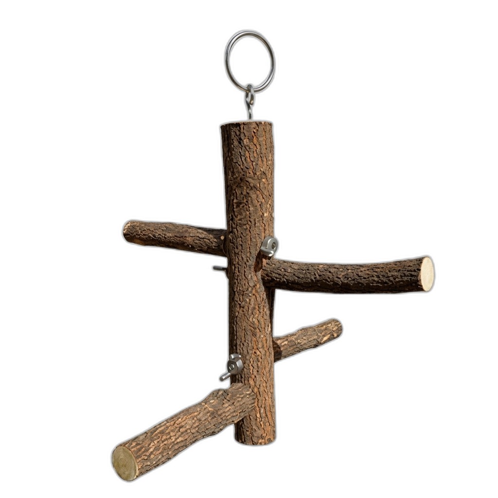 Natural Wood Bird Perch Stand for Parrots & Birds