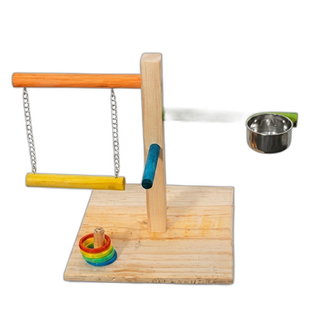 Bird Play Stand with Swing & Feeder