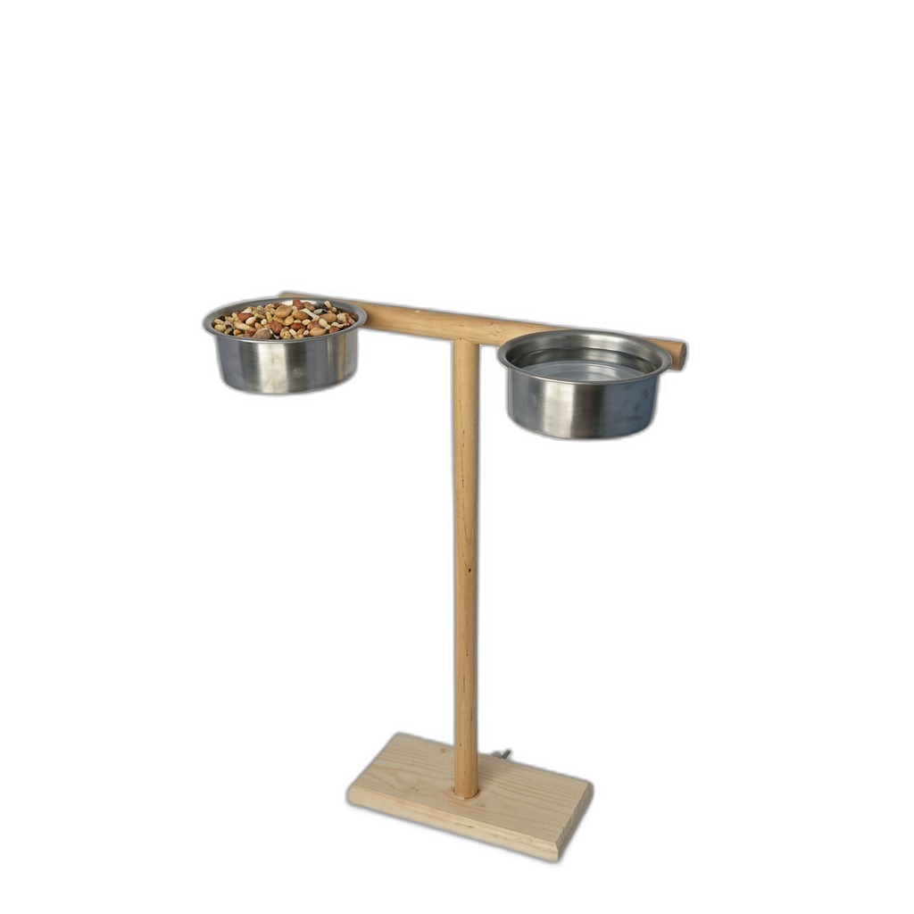 Wooden Pet Feeder Stand with 2 Steel Bowls