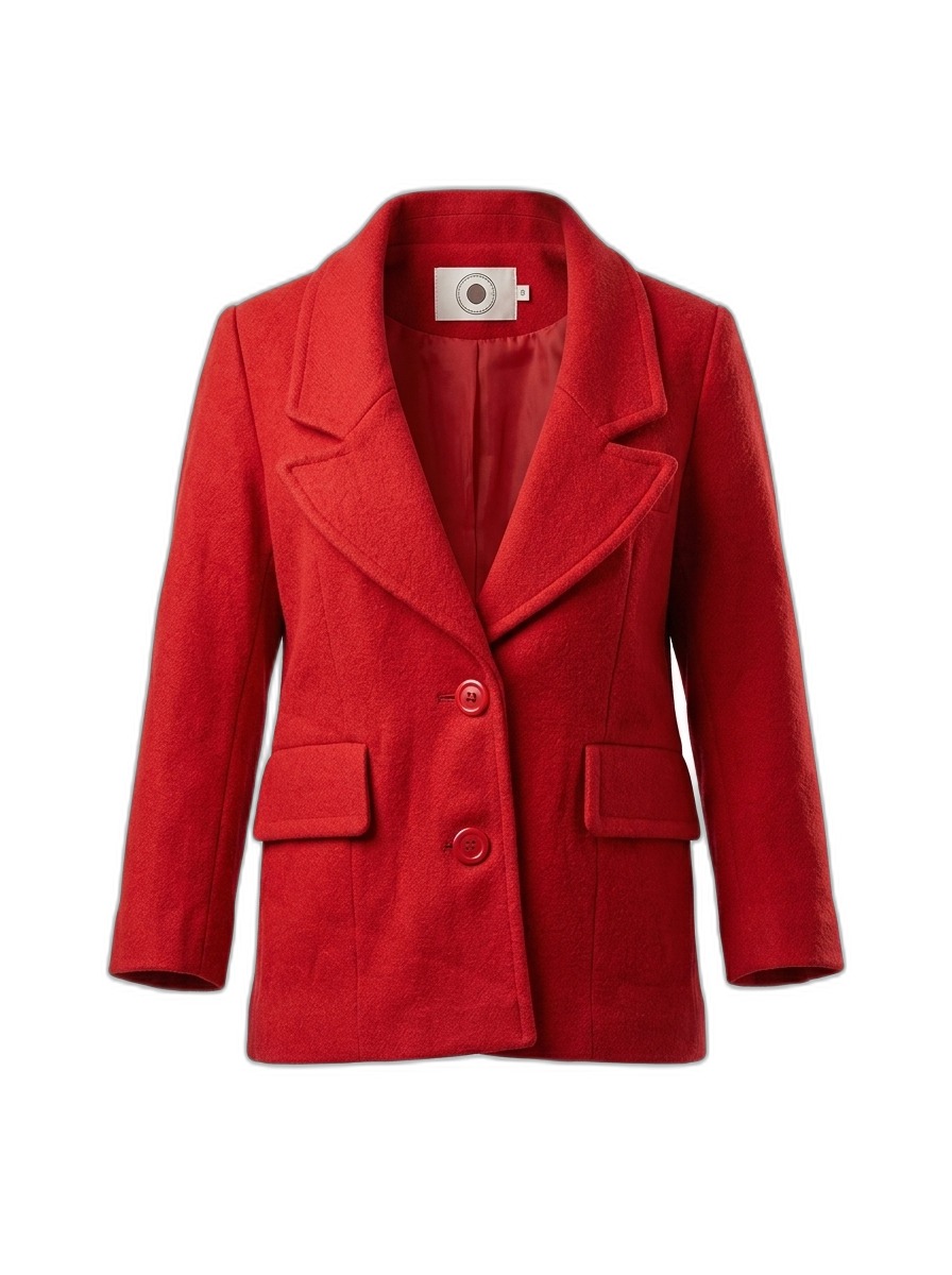 Classic Red Wool Blend Coat for Women