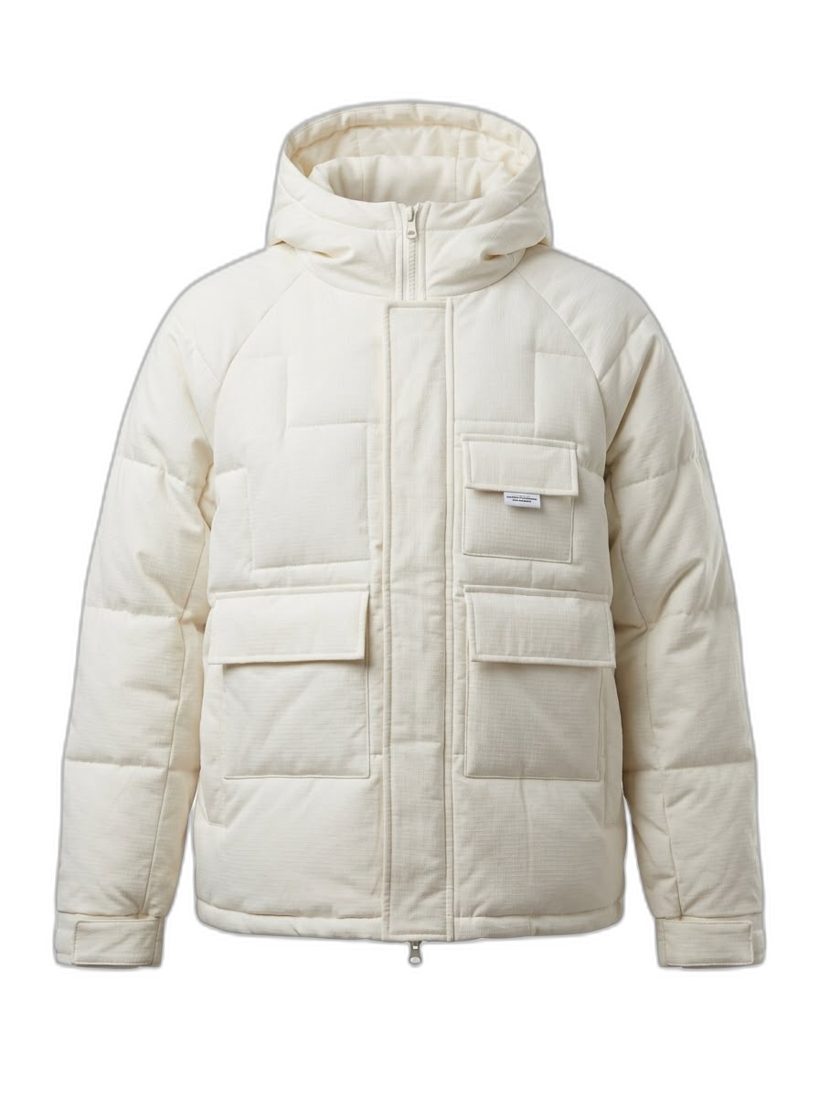 Men's Cream Hooded Puffer Jacket