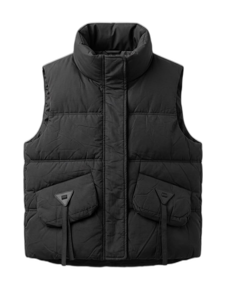 Men's Black Puffer Vest | Utility Pockets