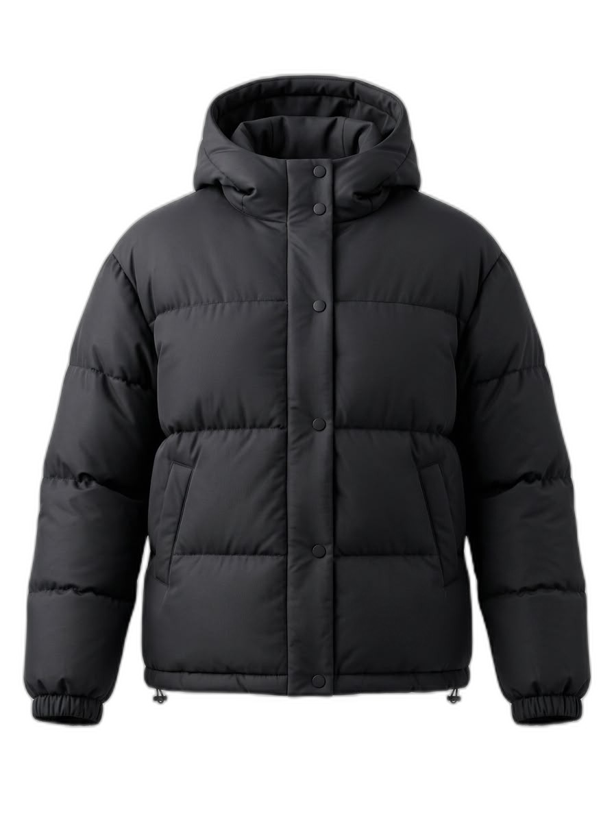 Female Black Hooded Puffer Jacket