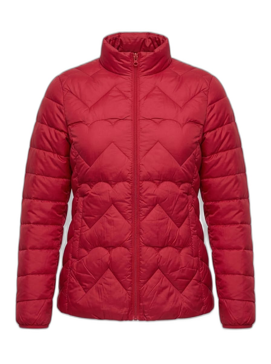 Women's Red Heart Quilted Puffer Jacket
