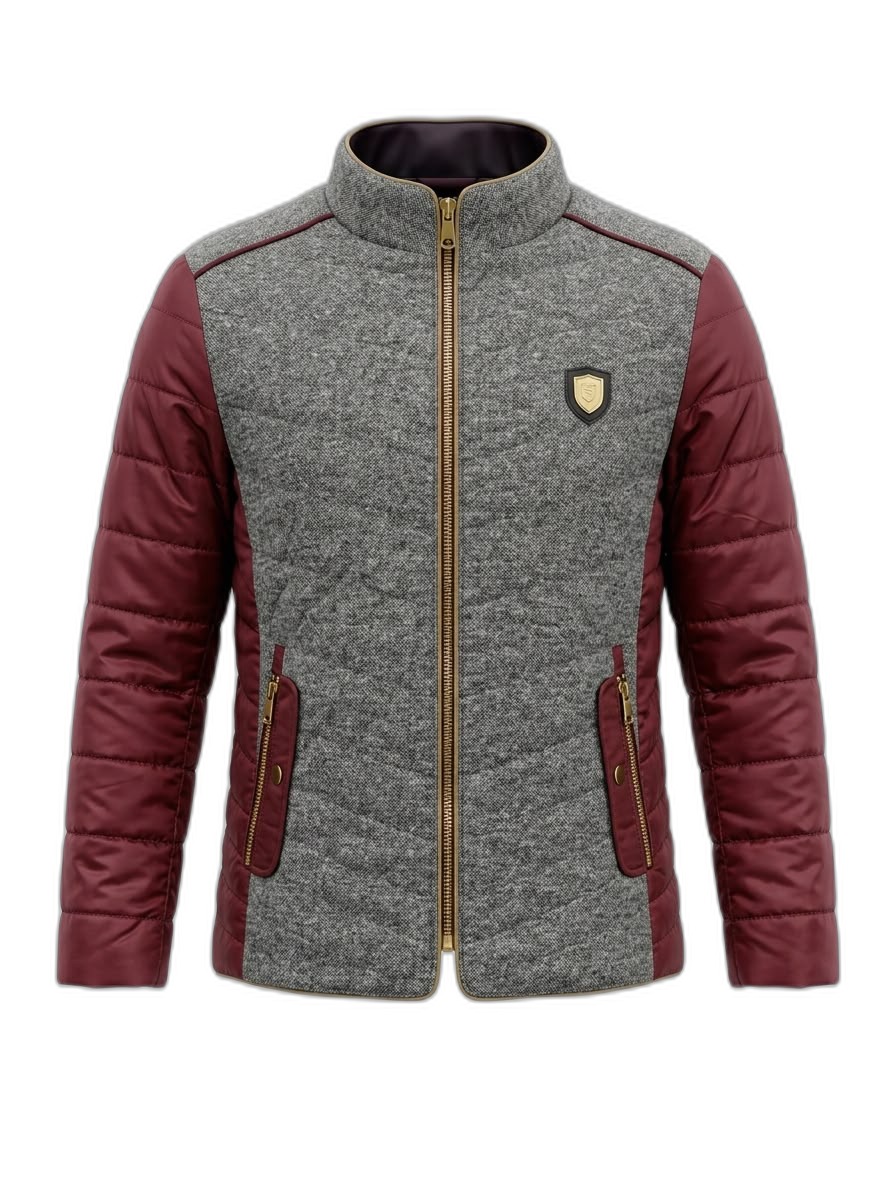 Men's Quilted Mixed-Material Jacket