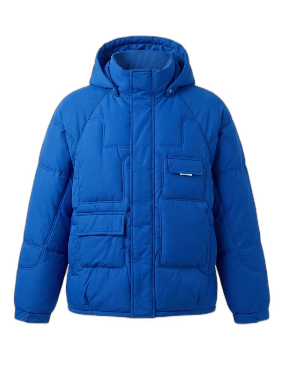 Royal Blue Hooded Puffer Jacket for Men