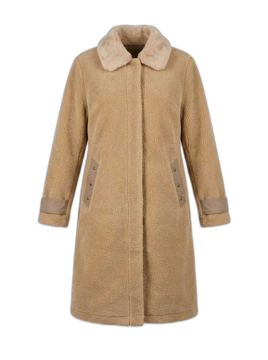 Women's Camel Faux Shearling Teddy Coat