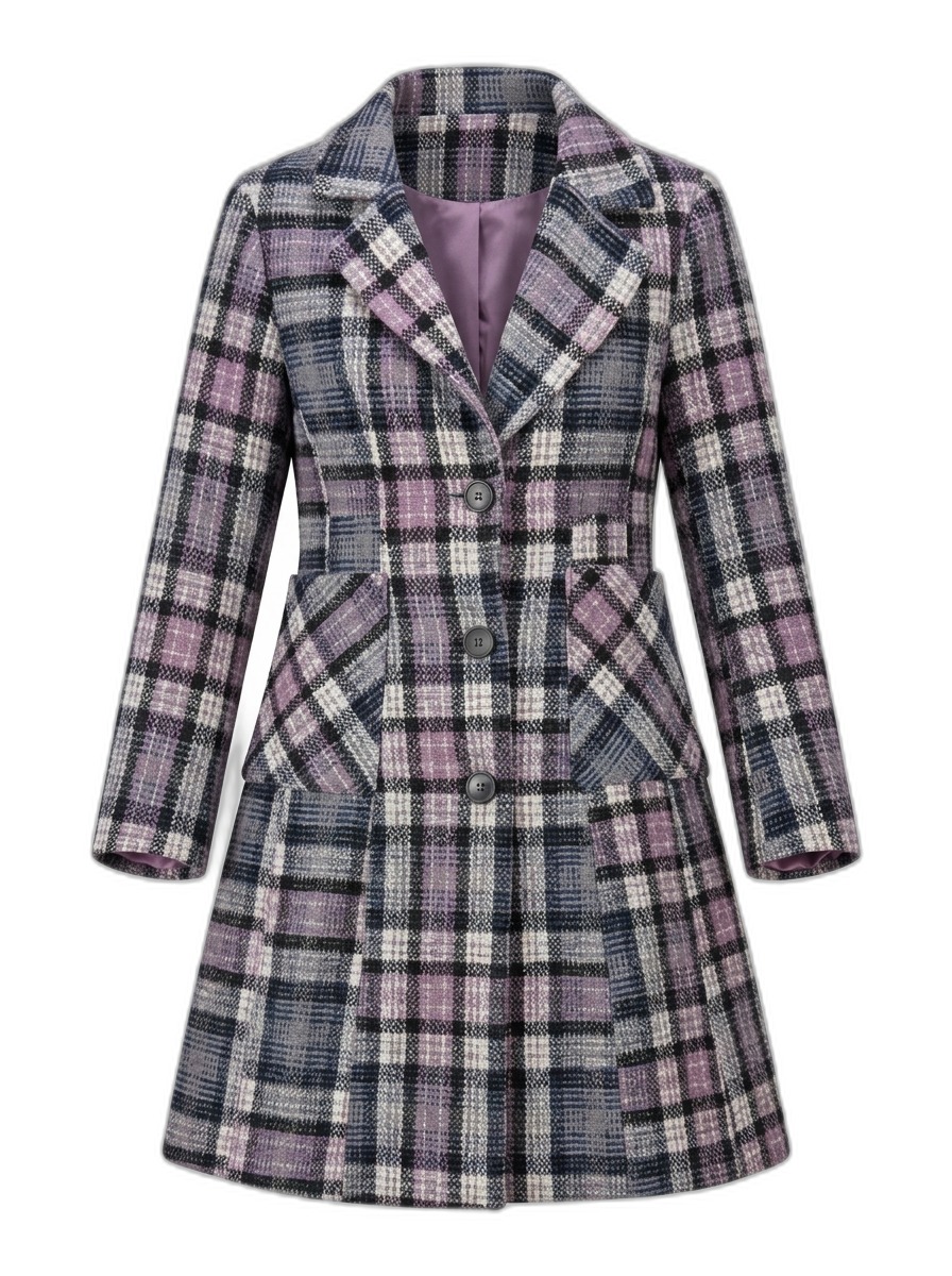 Women's Plaid A-Line Coat
