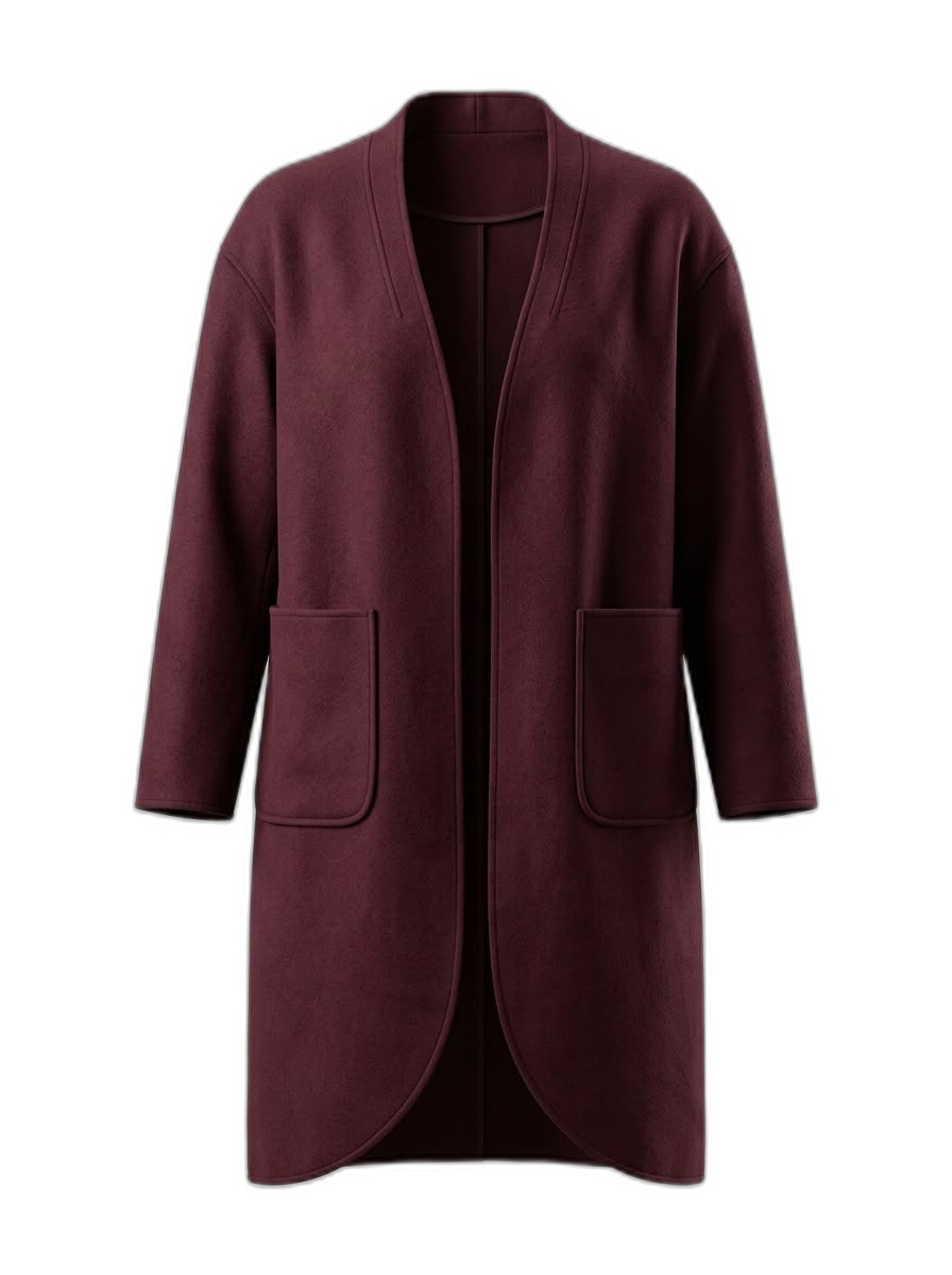 Maroon Open Front Longline Cardigan Coat
