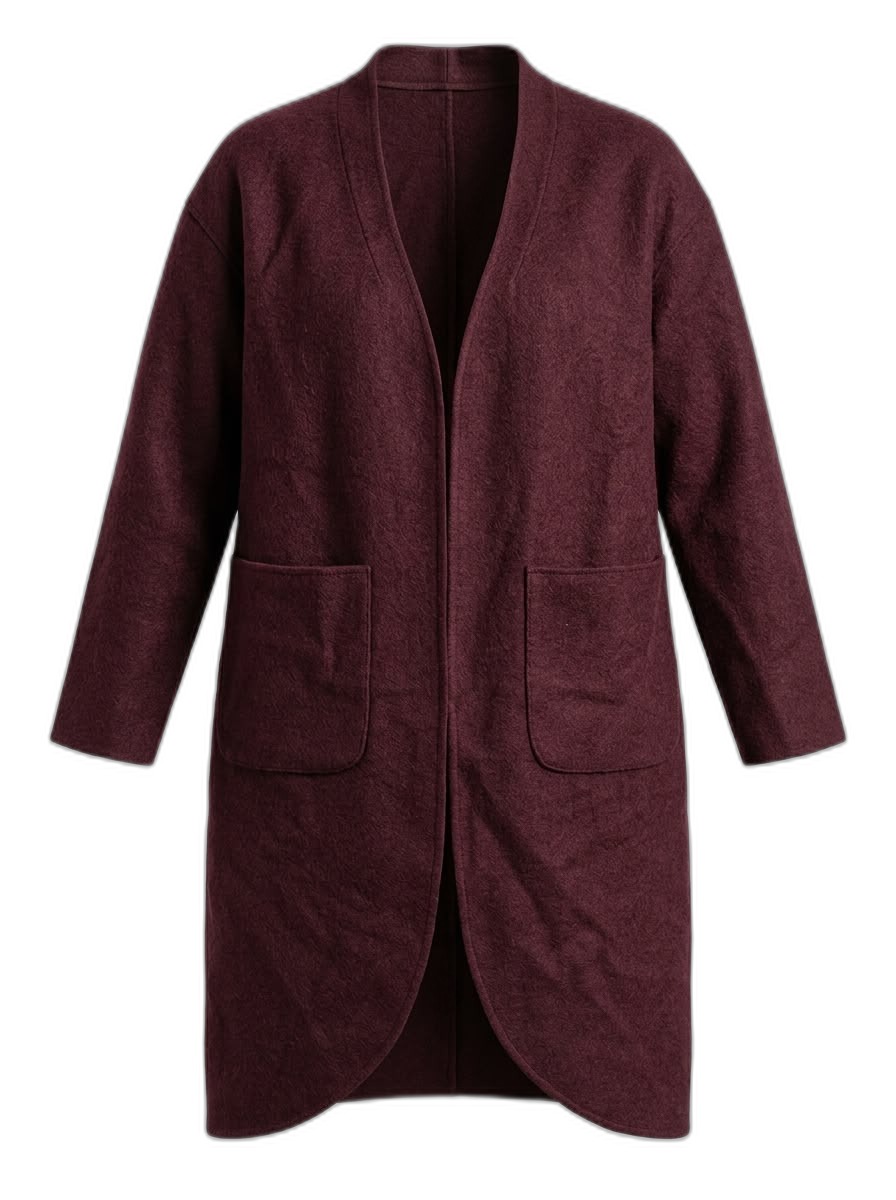 Maroon Open Front Longline Cardigan