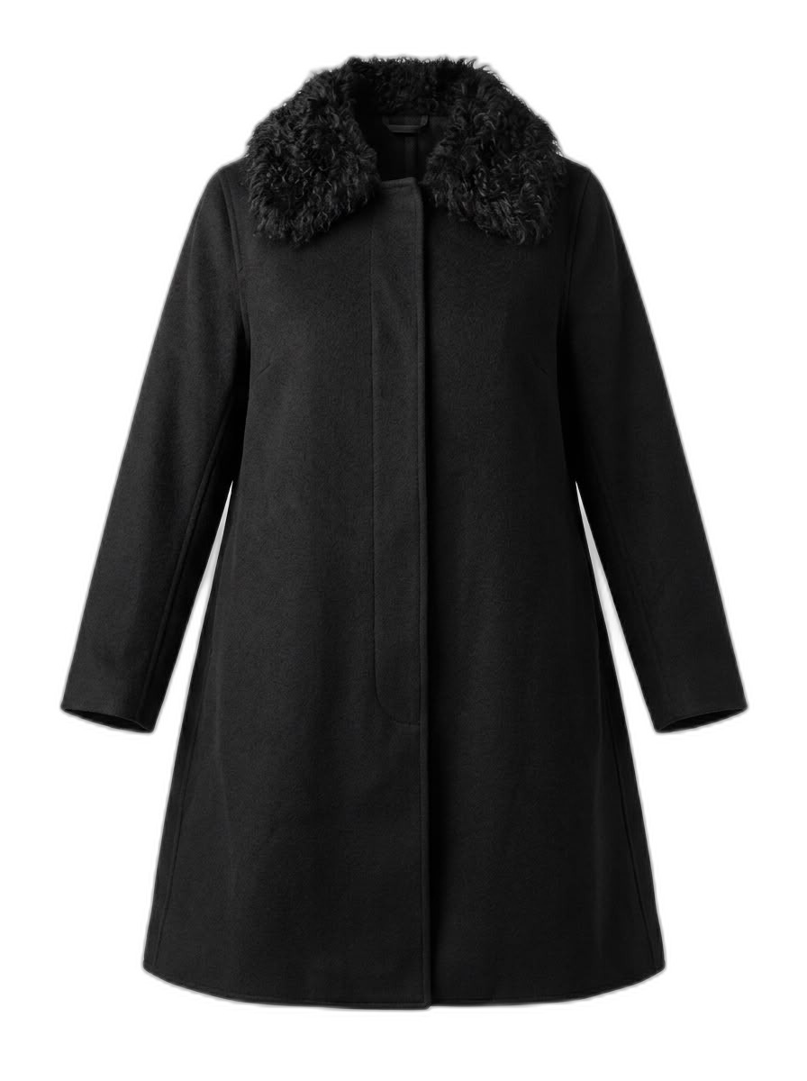 Women's Black Faux Fur Collar Coat