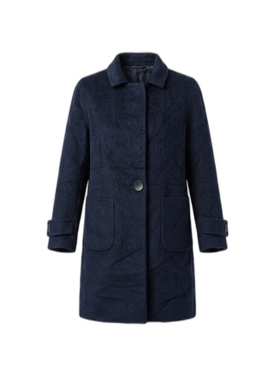 Women's Navy Blue Collared Coat