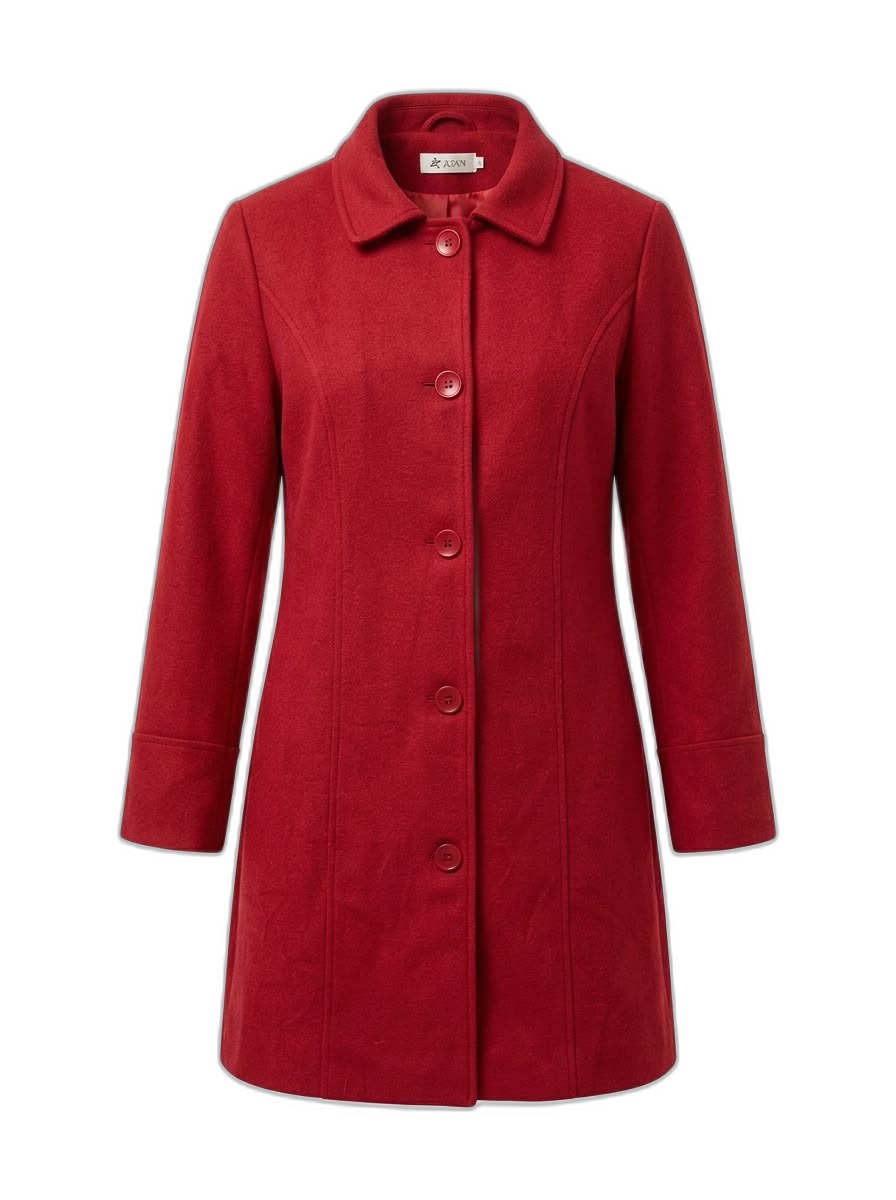 Women's Classic Red Button-Front Coat