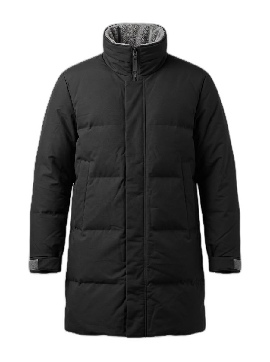 Men's Black Long Puffer Jacket | Warm Winter Coat