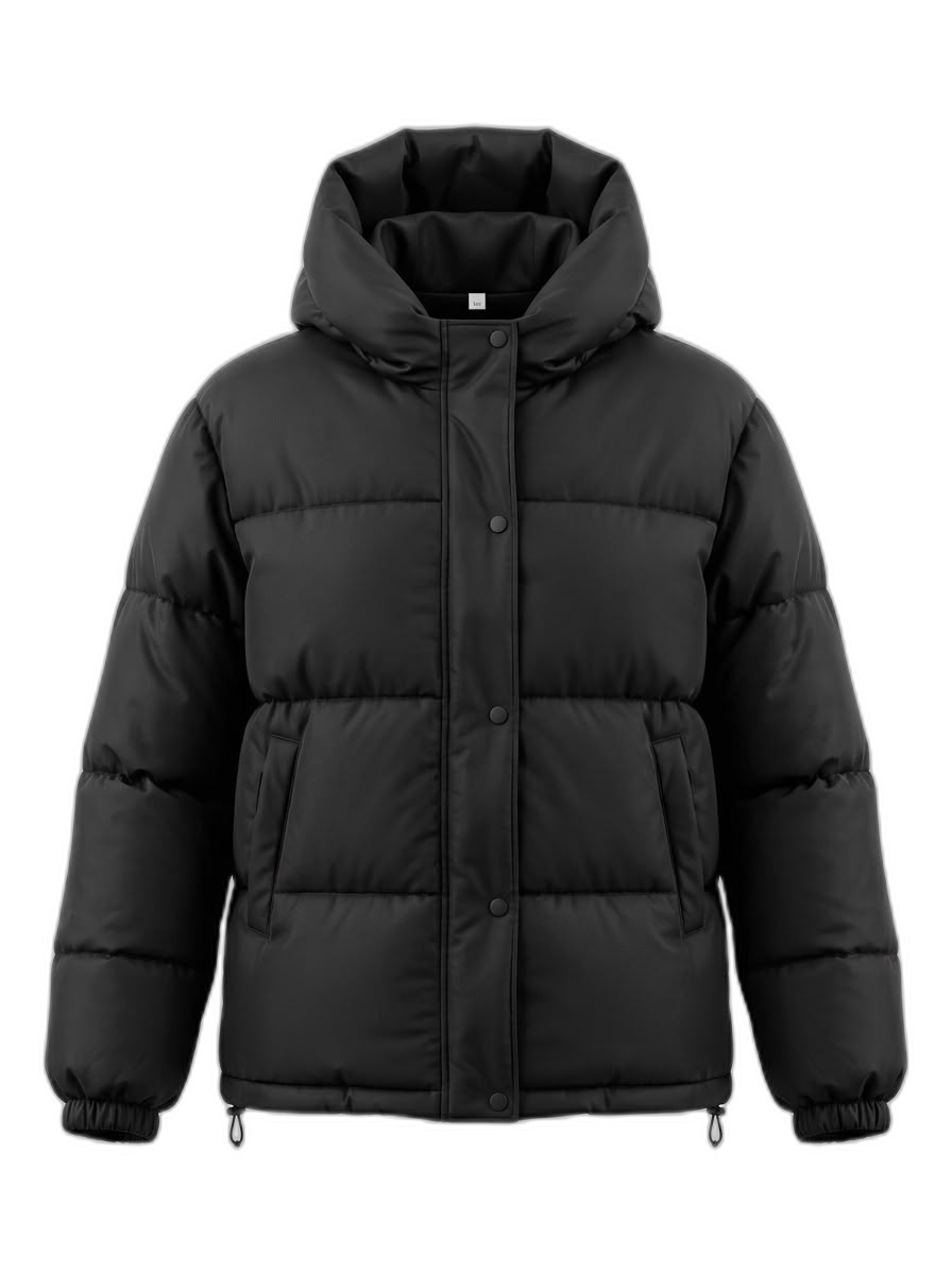 Women's Black Padded Hooded Puffer Jacket