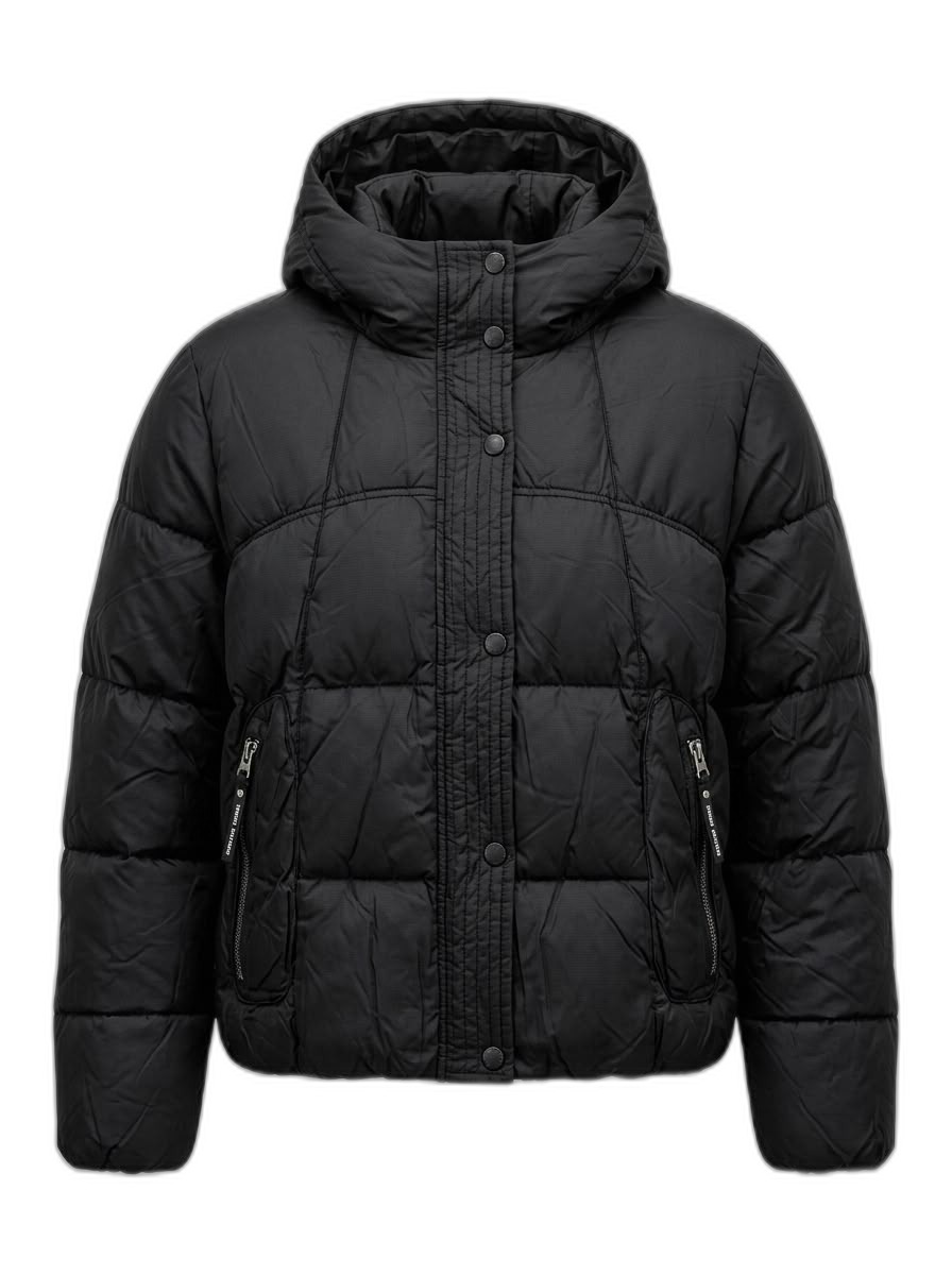 Women's Black Quilted Hooded Puffer Jacket