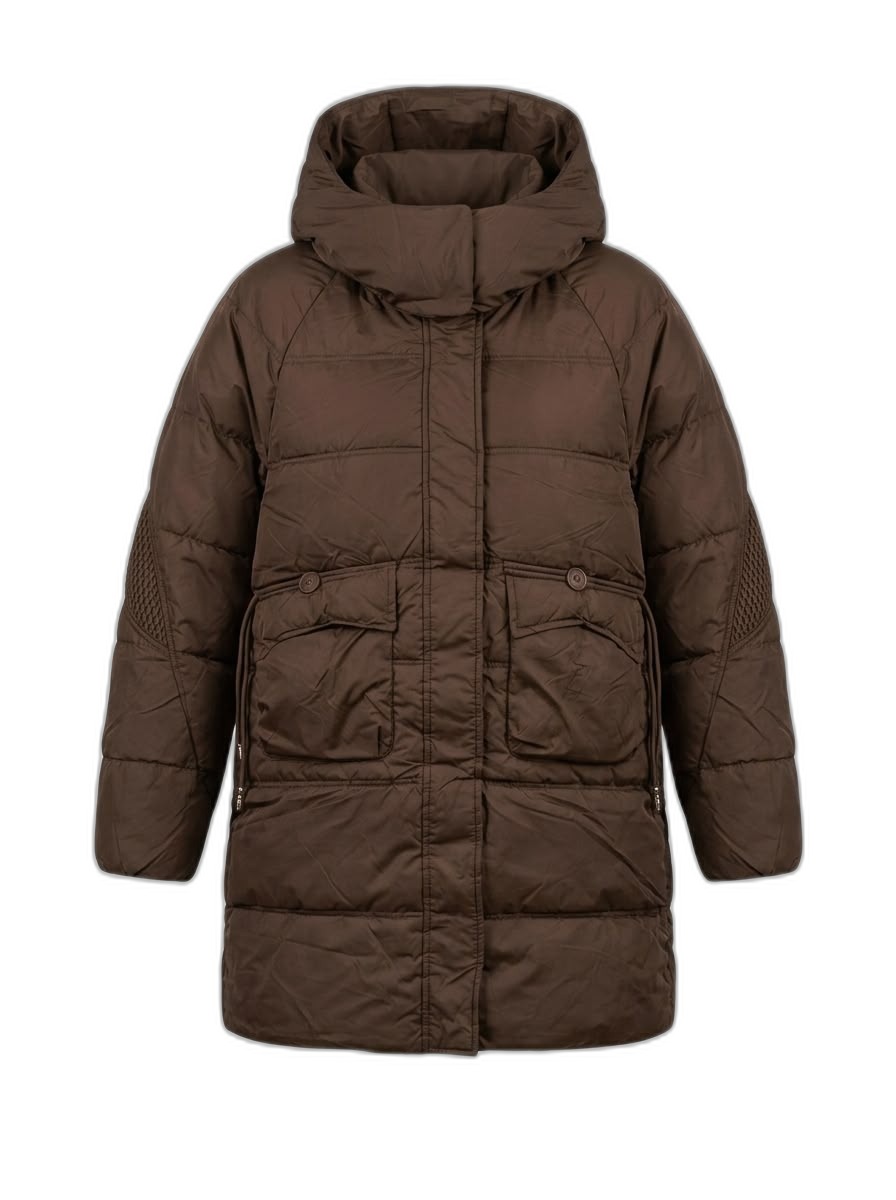 Women's Brown Hooded Puffer Jacket