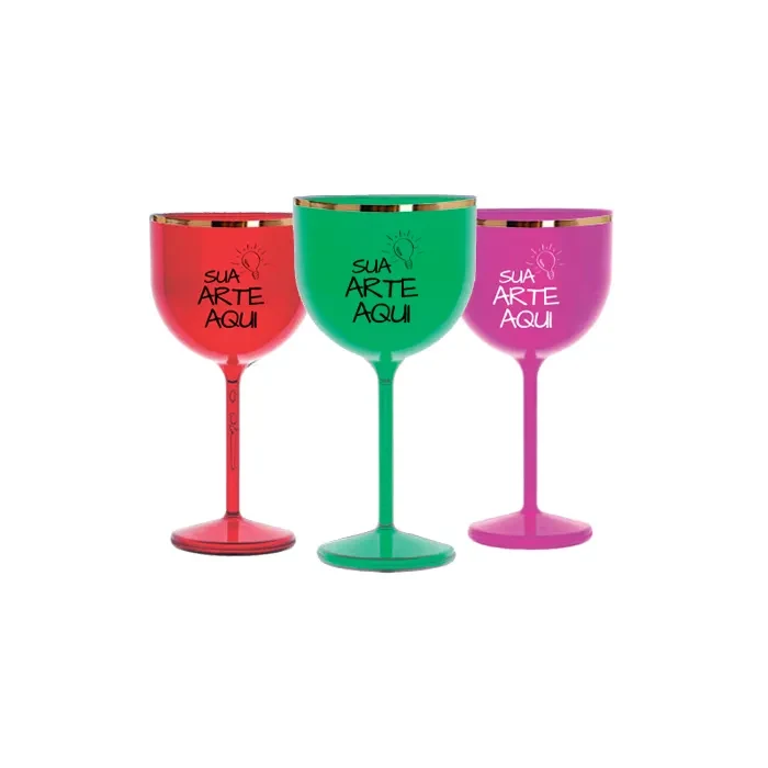Taça de acrílico tradicional com borda personalizada 520 ml