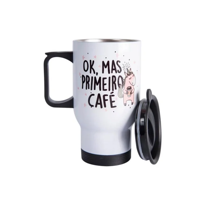 Caneca de inox térmica com tampa personalizada 475 ml