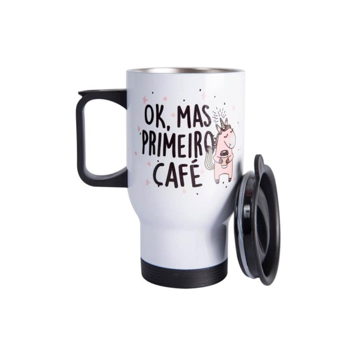 Caneca de inox térmica com tampa personalizada 475 ml