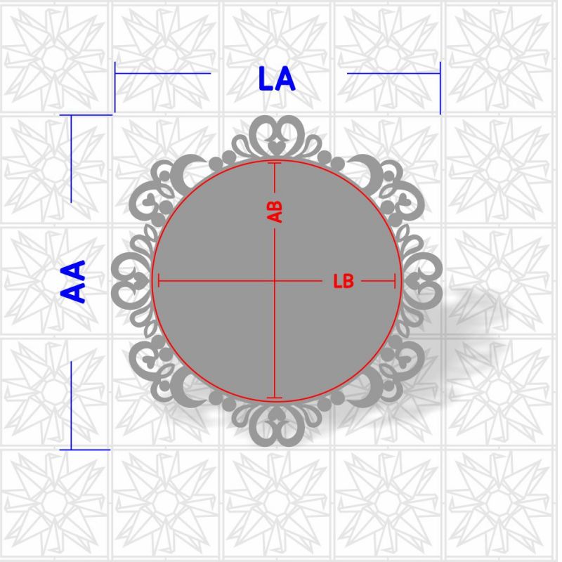 Placa decorativa circular com arabesco
