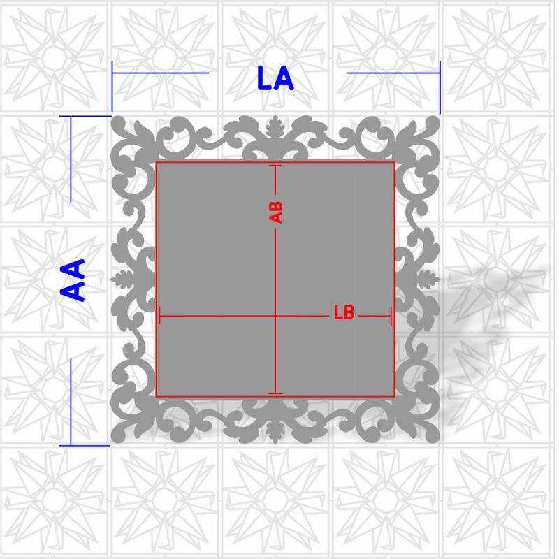 Placa decorativa quadrada com arabesco