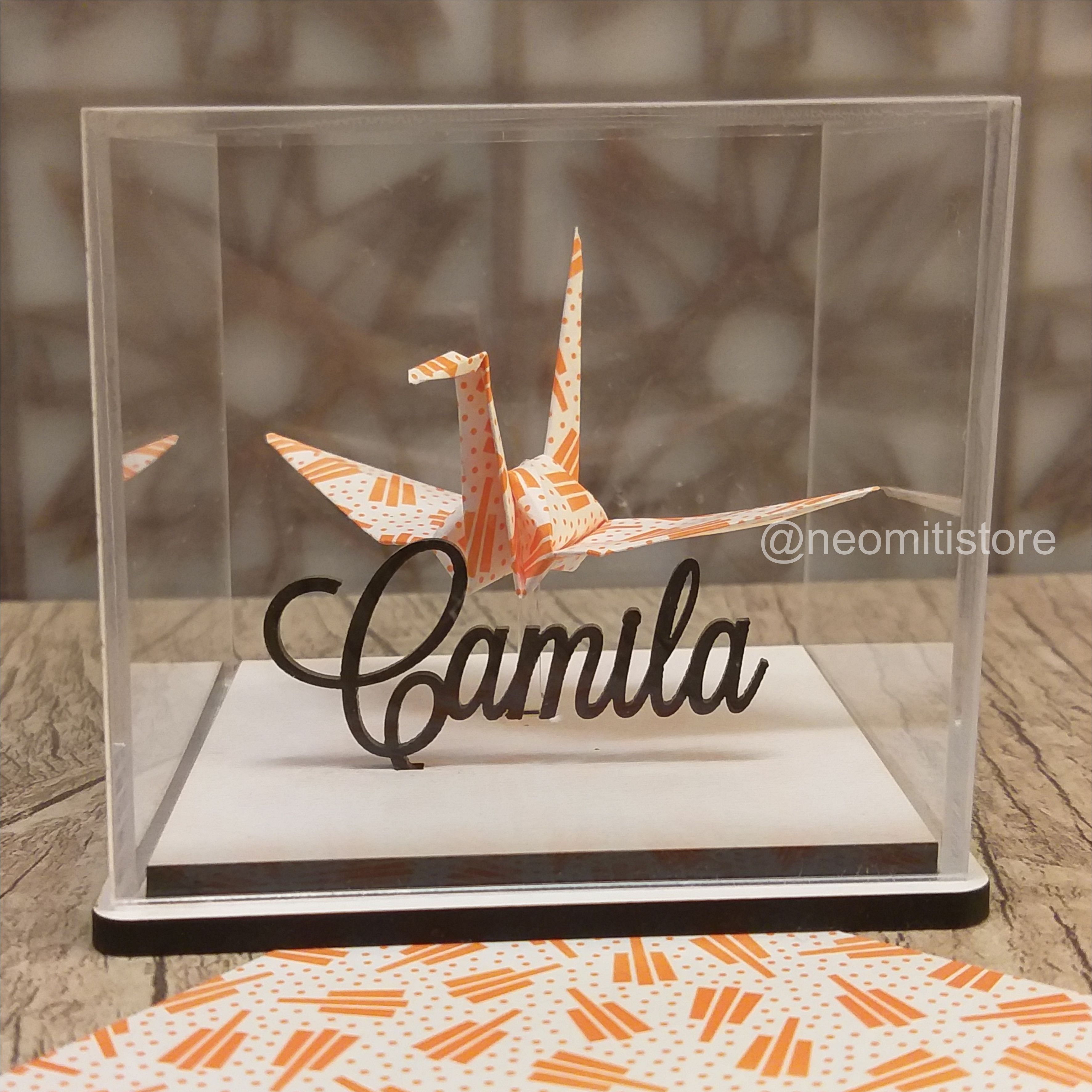 Origami Tsuru - Estampa Laranja