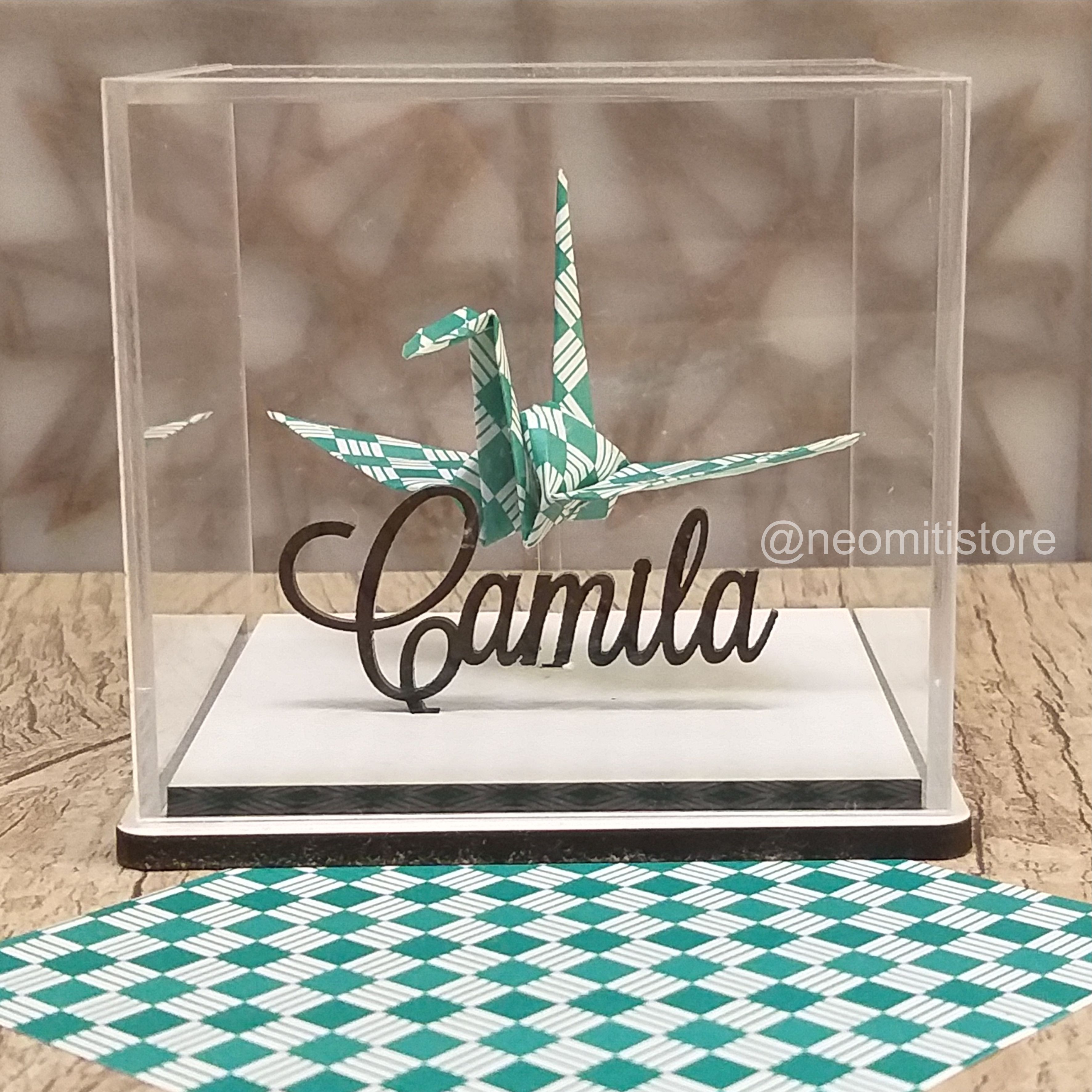 Origami Tsuru - Estampado Verde