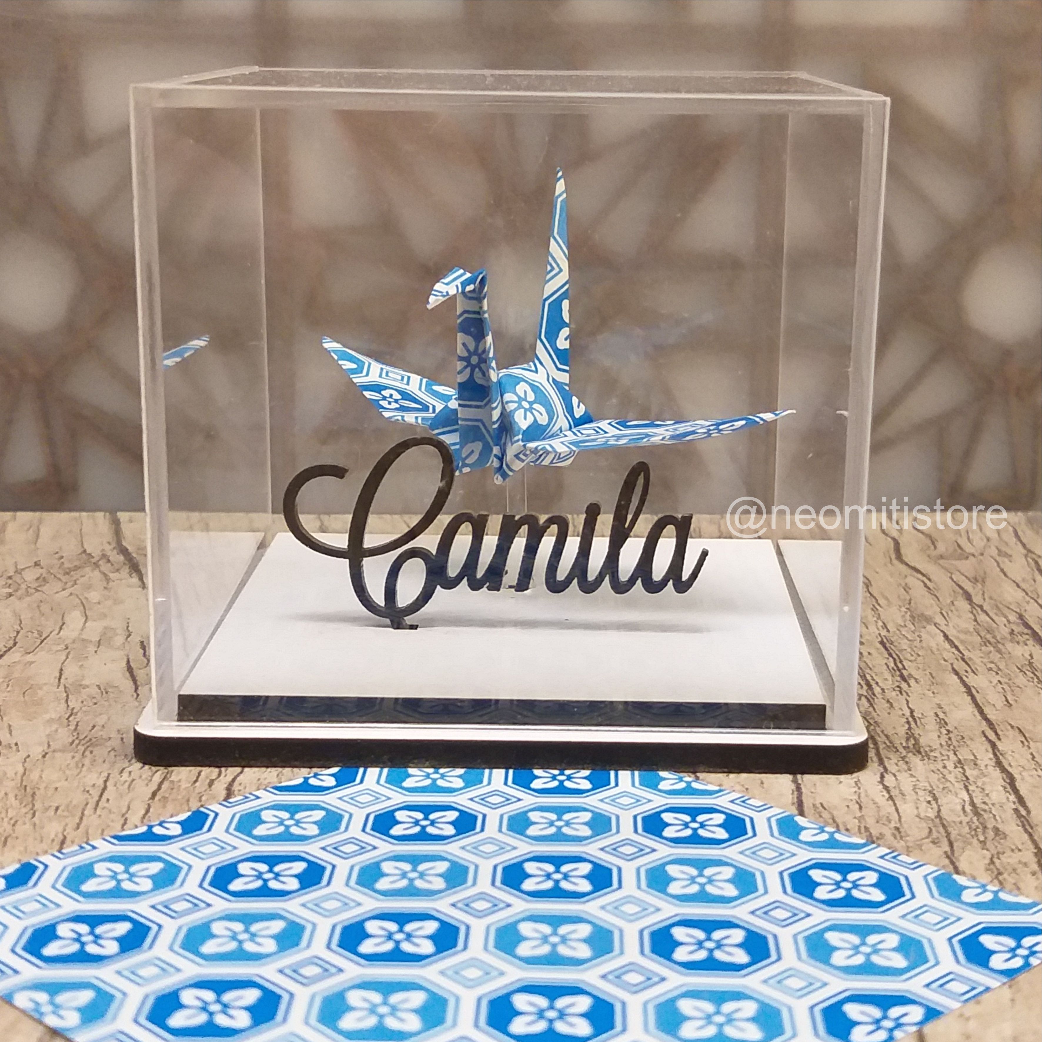 Origami Tsuru - Estampado Azul