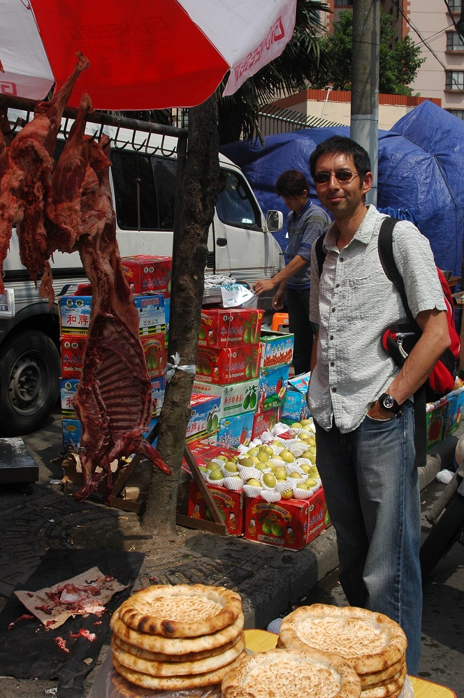 John amongst food stands