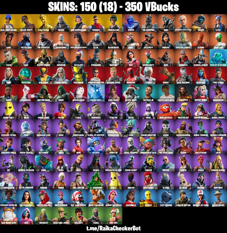 150 Skins, Travis Scott, Candy Axe, Gold Midas, Havoc, Trailblazer [PC/PSN/XBOX/Switch]