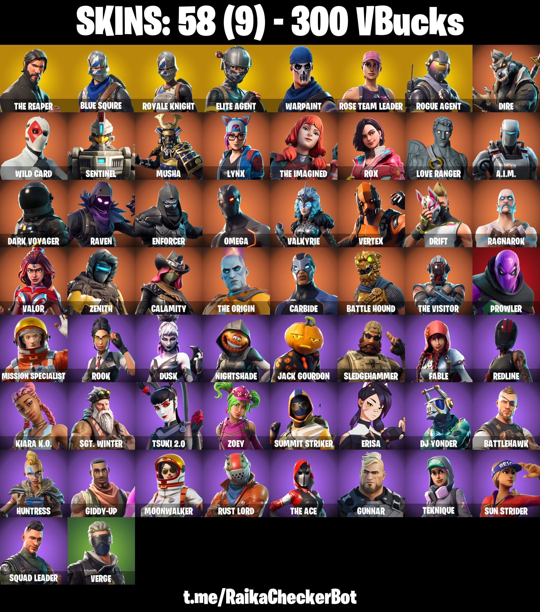 58 Skins, The Reaper, Take The L, Blue Squire, Royale Knight, Elite Agent, OG STW [PC/PSN/XBOX/Switch]