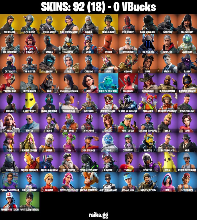 92 Skins, The Reaper, Take The L, Rogue Agent, Red Knight, Havoc, Elite Agent [PC/PSN/XBOX/Switch]