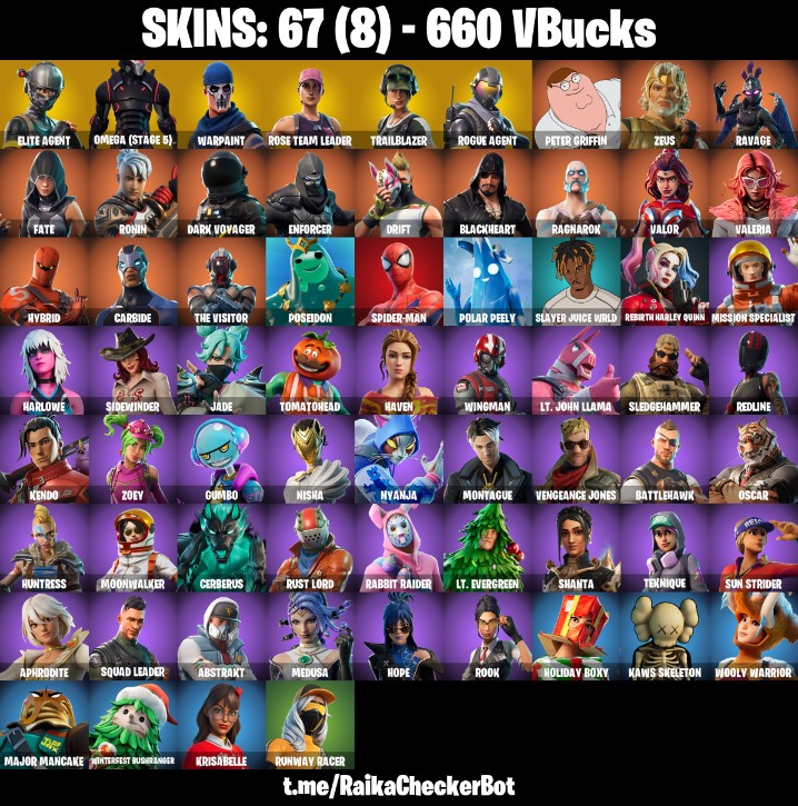 67 Skins, Take the L, Omega (Stage 5), Elite Agent, Trailblazer, OG STW [PC/PSN/XBOX/Switch]