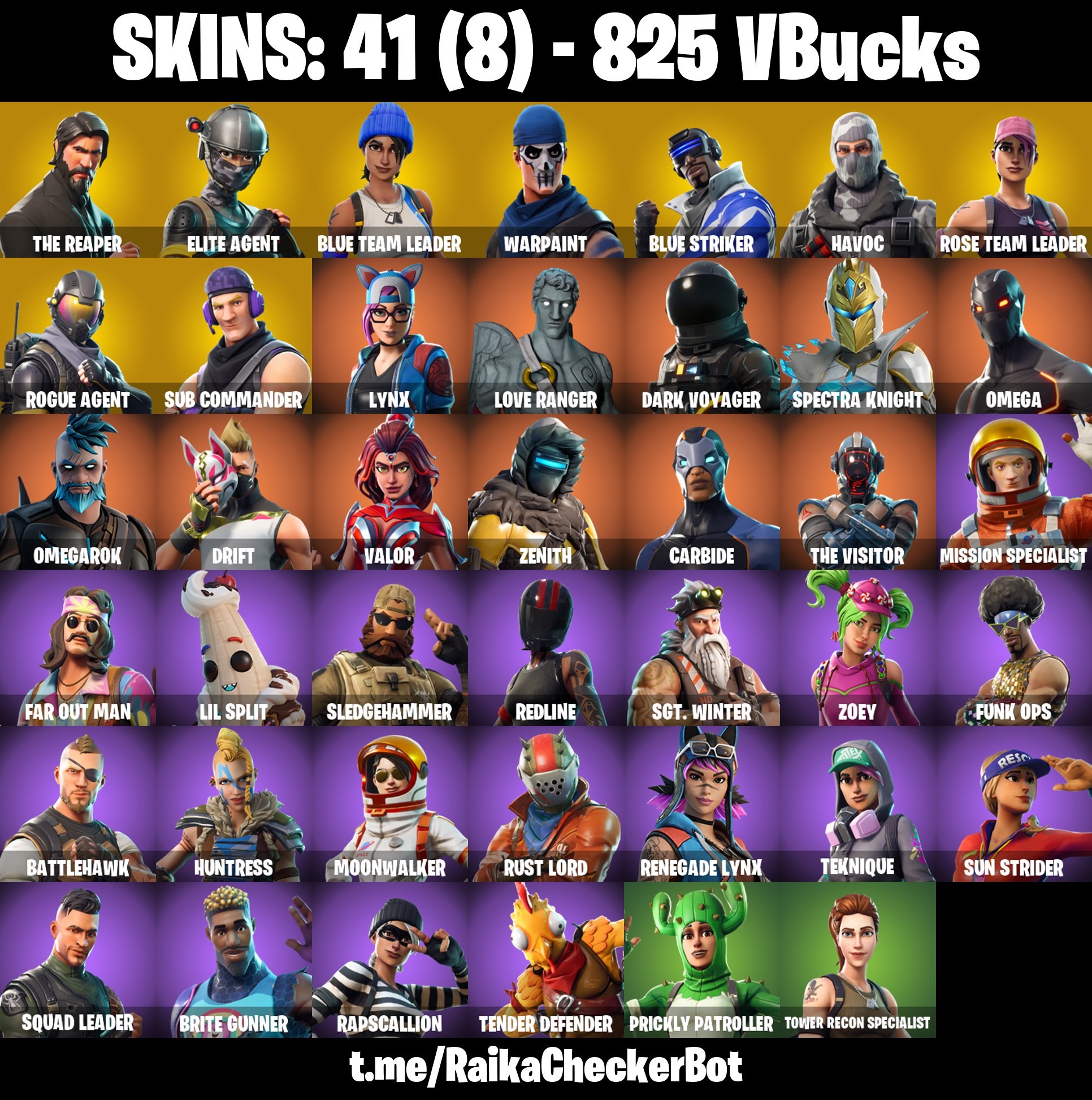 41 Skins, The Reaper, Take The L, Havoc, Blue Team Leader, Elite Agent, Og Stw [PC/PSN/XBOX/Switch]