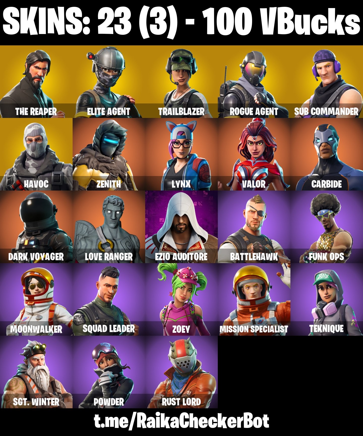 23 Skins, The Reaper, Take the L, Trailblazer, Havoc, Love Ranger [PC/PSN/XBOX/Switch]