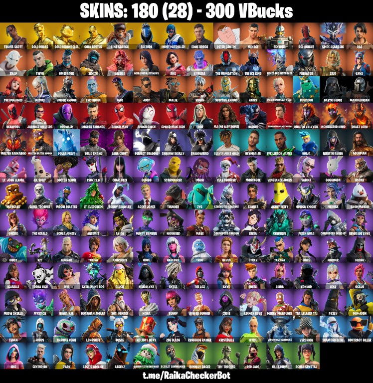 180 Skins, Travis Scott, Gold Midas, Gold Brutus, Gold Meowscles, Neymar Jr [PC/PSN/XBOX/Switch]