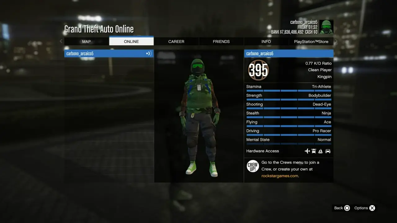 7.81 Billion Cash, Rank 395, Fast Run, 17+ Moddded Outfits, 290+ Modded Cars, Opressor MKII, & Max Stats [PS5]