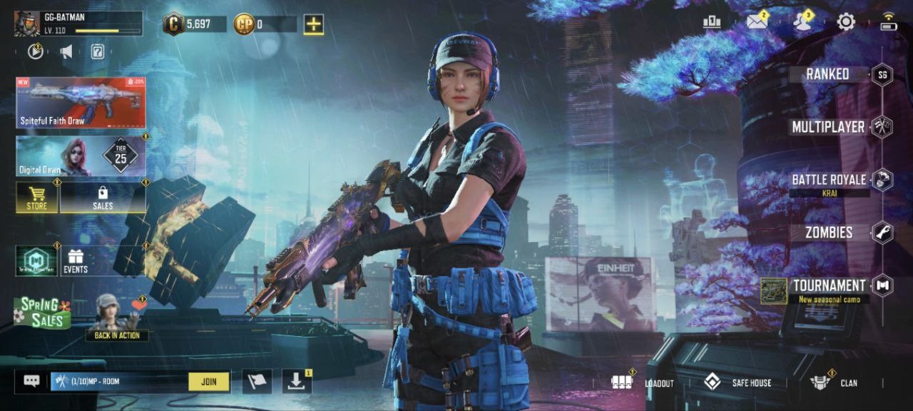 1 Legend Gun (M4), 35 Epic Guns, 16 Skins, 4 Emotes (IOS/Android)