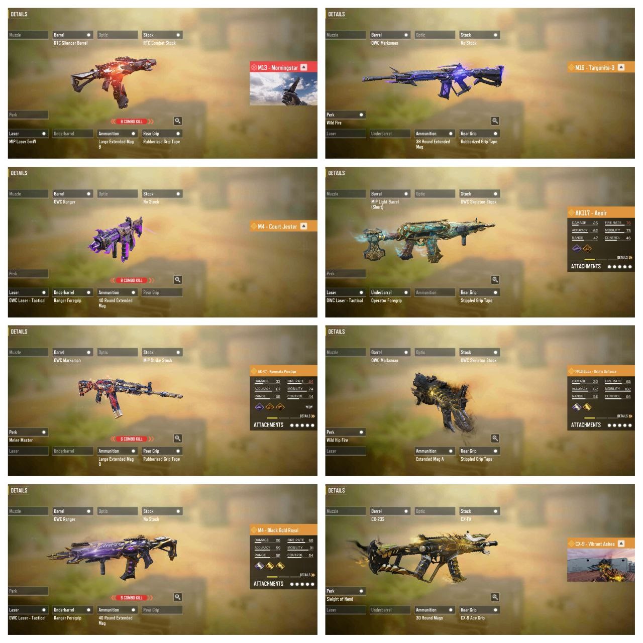 Mythic Gun (M13 LV3), Mythic Skin (Spectre LV5), 7 Legend Guns, 85 Skins, 168 Epic Guns, 41 Emotes (IOS/Android)