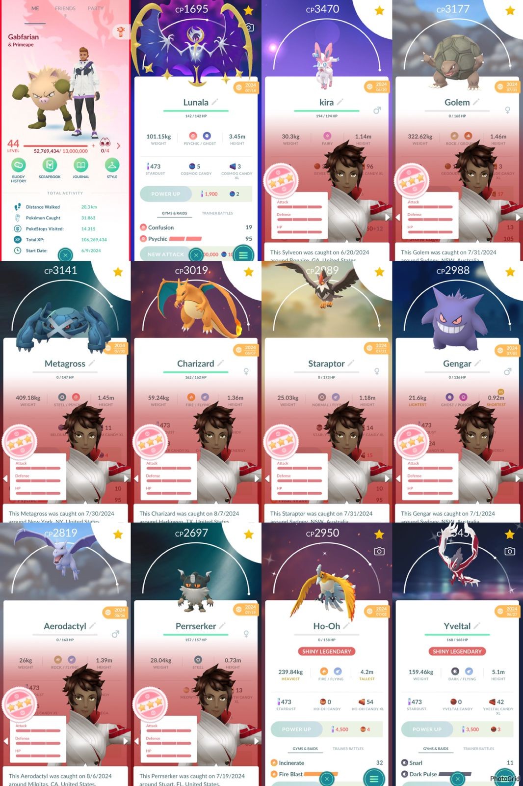 Lvl 44 Valor 103 Shiny 73 Legendary Lunala Hundo Charizard & Metagross Hundo Gengar Shiny Legendary Ho-Oh, Yveltal & Thundurus Shiny Lapras (IOS/Android)