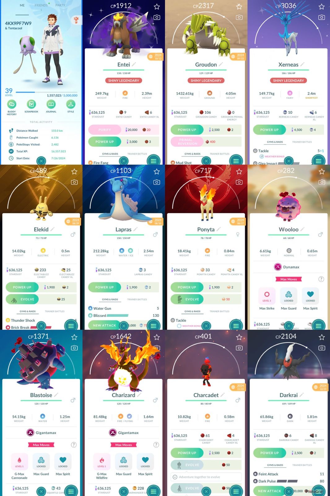 Lv39 Mystic 140 Legendary 76 Shiny Shiny Legendary Xerneas & Groudon Shiny Shadow Entei Shiny Lucario Gigantamax Blastoise & Charizard Zygarde (IOS/Android)