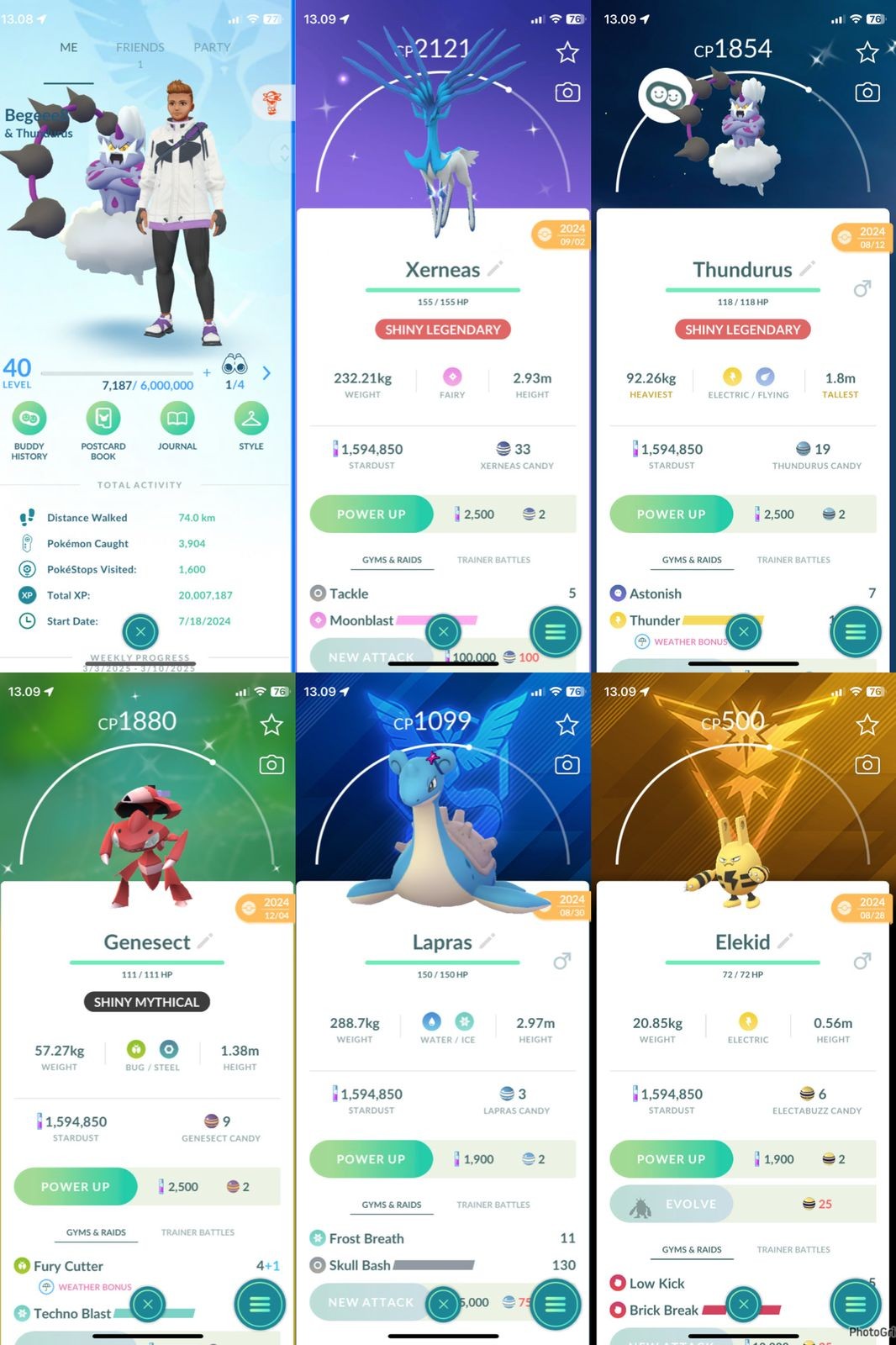 Lv40 Mystic 124 Legendary 10 Shiny Shiny Legendary Xerneas & Thundurus Shiny Mythical Genesect 1100-BagItem 1.5M Stardust 3 Event Special BG (IOS/Android)