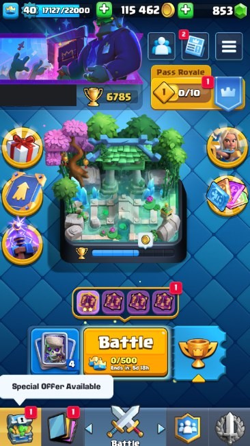 KT 13, LVL 40, Trophy 6785, Emotes 28, Gems 853, Cards 110, Gold 115k (IOS/Android)