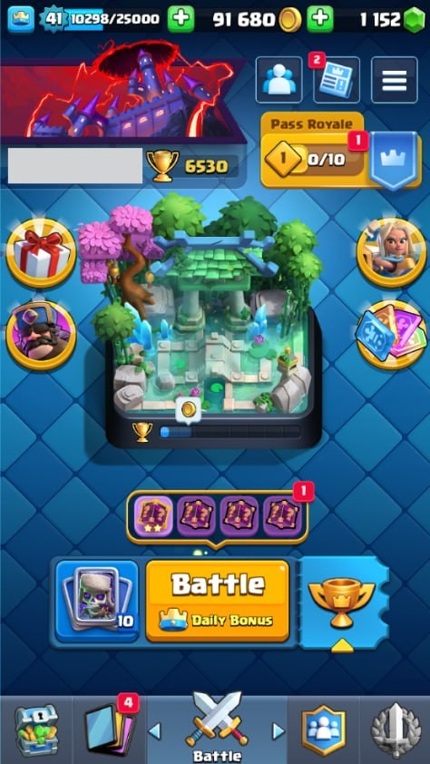 KT 13, LVL 41, Trophy 6530, Emotes 39, Gems 1152, Cards 111, Gold 91k (IOS/Android)