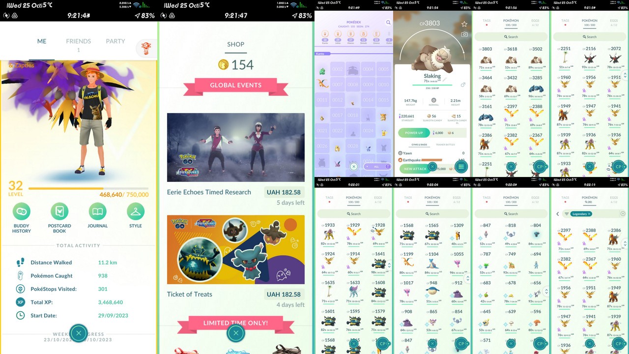 32L Instinct 220K DUST 20x Legendary Entei Moltres Raikou Suicune Zapdos 2x Mythical 7x Ultra beasts 7x3000cp+ (IOS/Android)