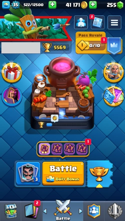 KT 12, LVL 35, Trophy 5569, Emotes 14, Gems 255, Cards 105, Gold 41k (IOS/Android)