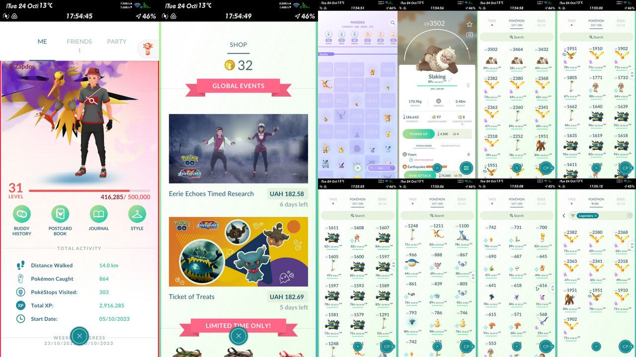 31L Valor 186K DUST 10x Legendary Entei Moltres Zapdos (1xSh) 14x Ultra beasts Guzzlord 3x3000cp+ (IOS/Android)