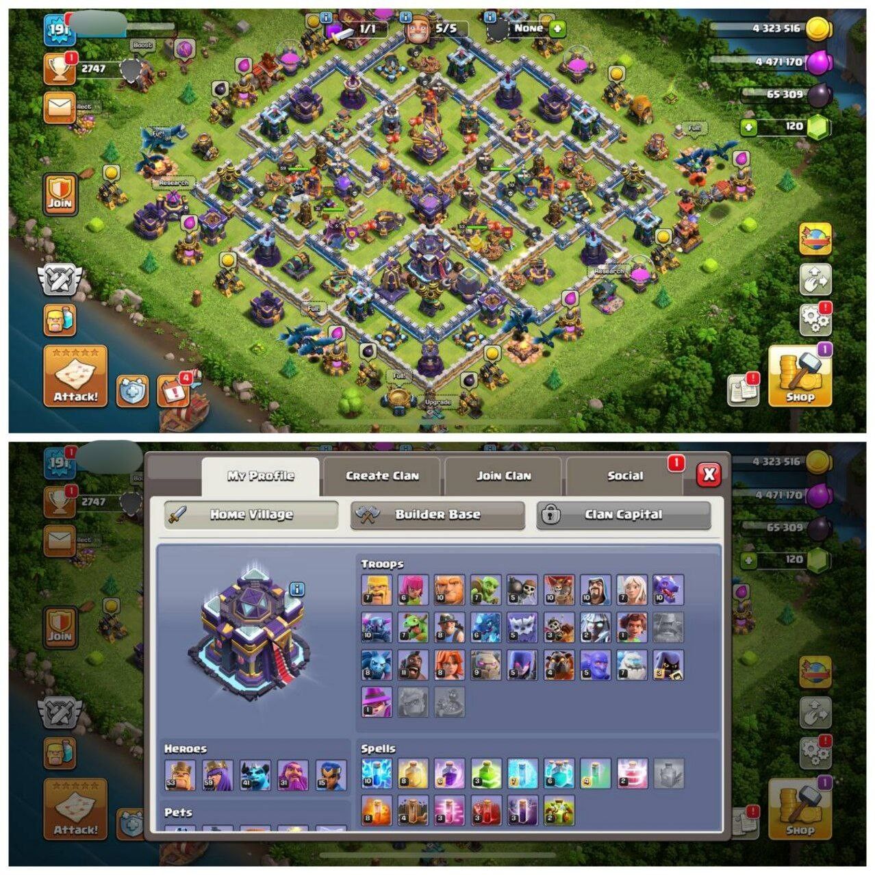 Clash of Clans Account – TH:15, Level 191, BK:53, AQ:59, GW:41, RC:31, Pet:15 (IOS/Android)