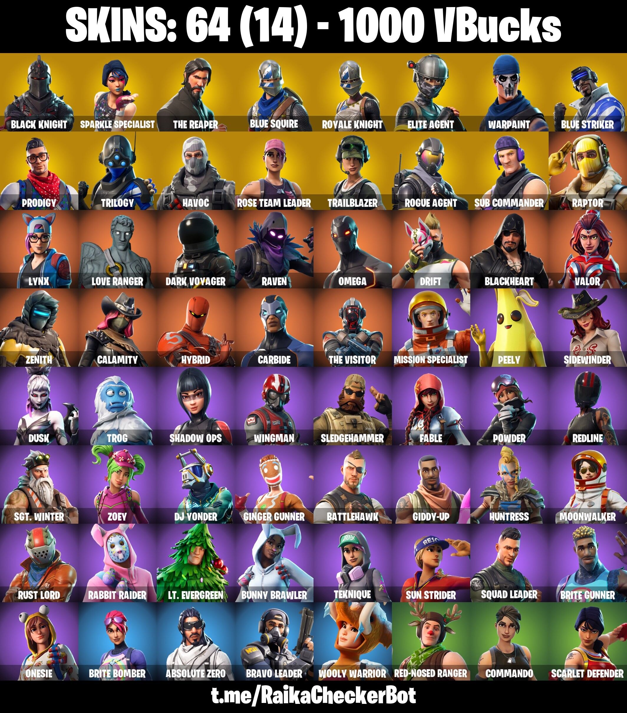 64 Skins, Black Knight, Sparkle Specialist, Floss, The Reaper, Take The L, Blue Squire, OG STW - Full Access [PC/PSN/XBOX/Switch]